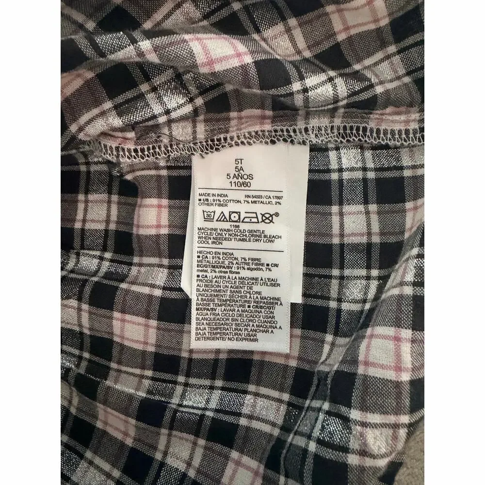 Old Navy Toddler Girl Metallic Plaid Puff Sleeve Peplum Top